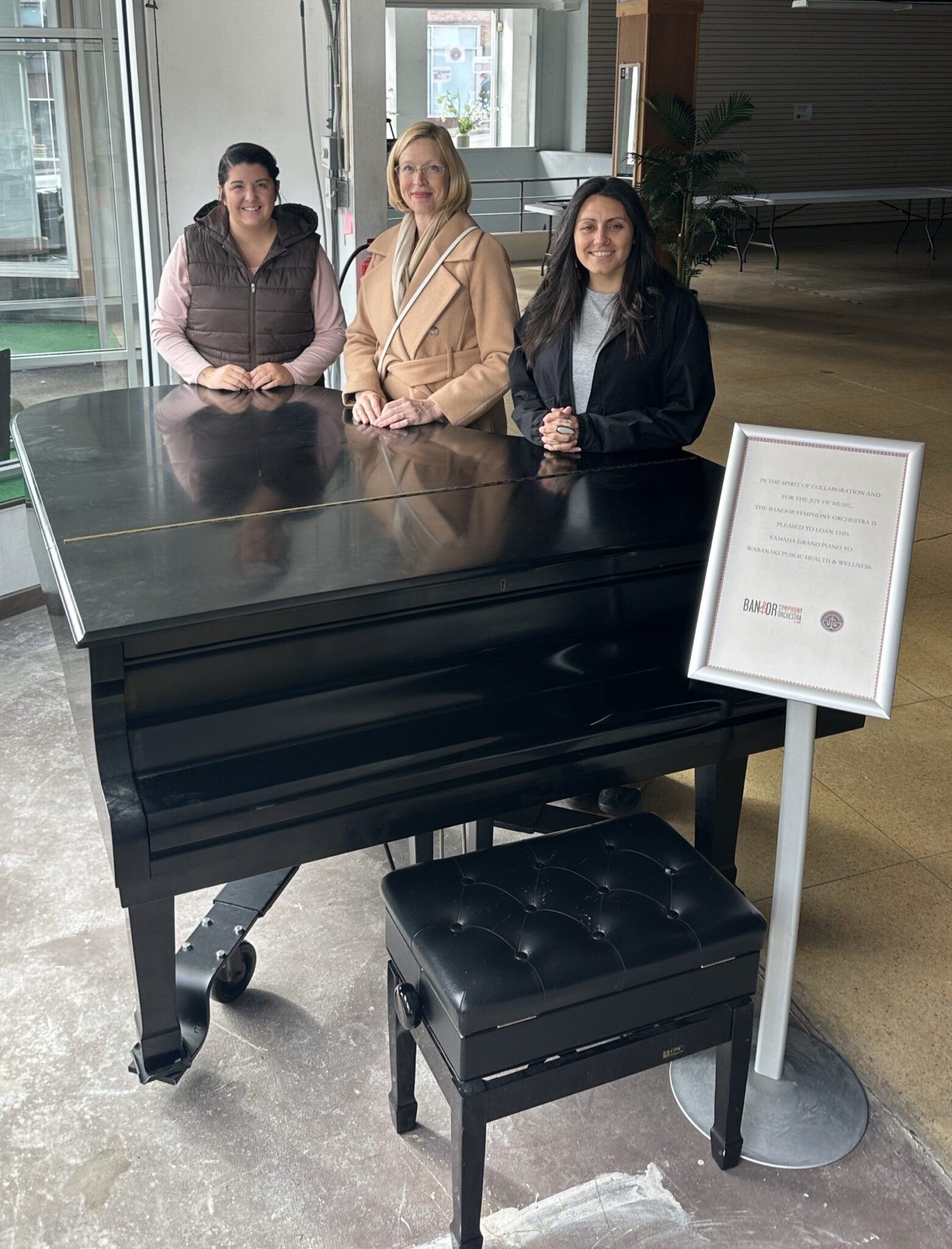 BSO loans Grand Piano to Wabanaki Public Health & Wellness Bangor